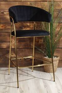 Eleganckie krzesło barowe w stylu glamour MALE czarny welur /złoty