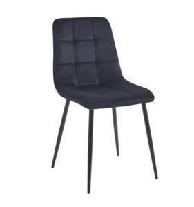 Nieduże krzesło welurowe VITO czarne z czarnymi nogami