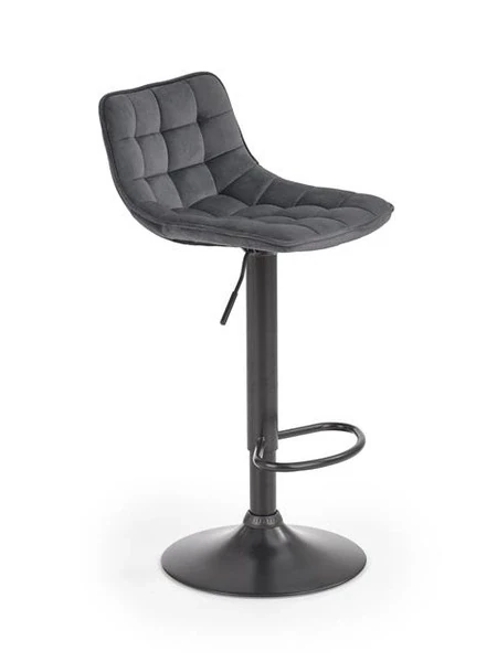 Obrotowy hoker pikowany na czarnej nodze H95 szary