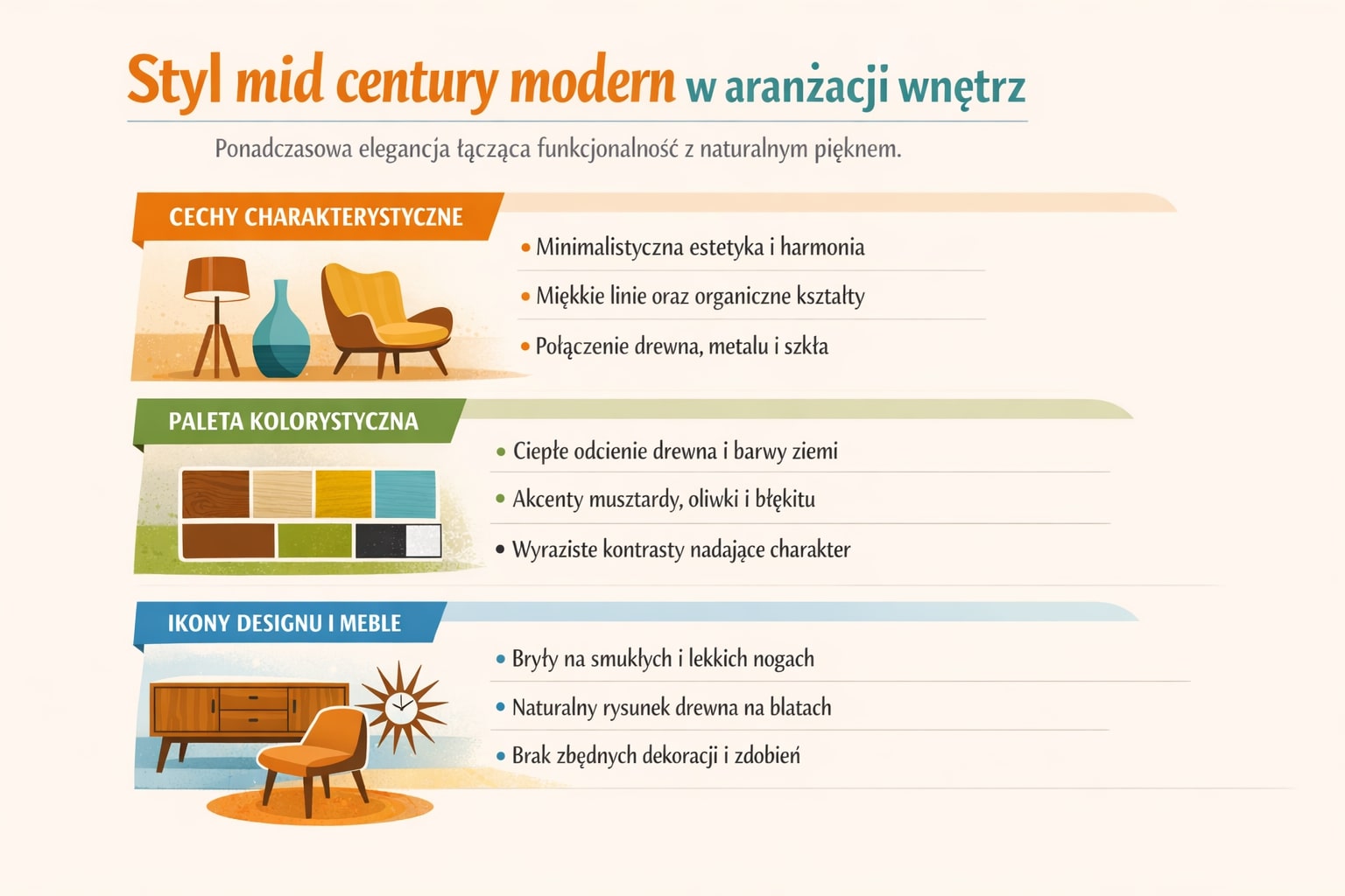 Styl mid century modern w aranżacji wnętrz