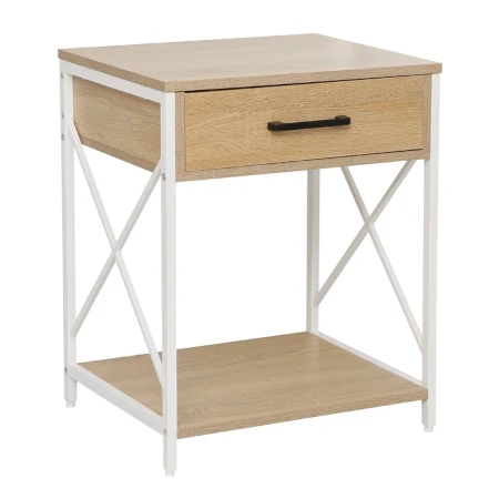 Szafka nocna NEMO w kolorze dąb naturalny z białym stelażem