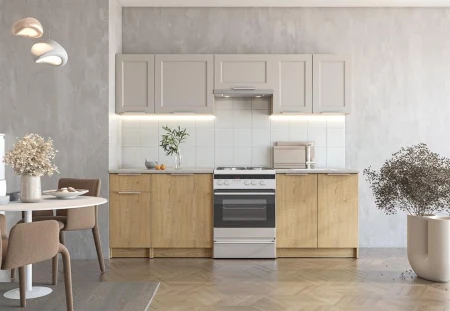 Komplet mebli kuchennych WENDY 240 w wykończeniu dąb cremona i kaszmir