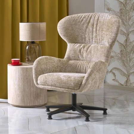 Fotel wypoczynkowy obrotowy FRANCO w kolorze beżowym