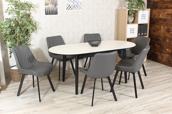 Tapicerowane krzesło do jadalni DORA | szara ekoskóra