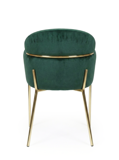 Krzesło z podłokietnikami glamour ze złotym łącznikiem LUNGO VELVET zielone na złotym stelażu