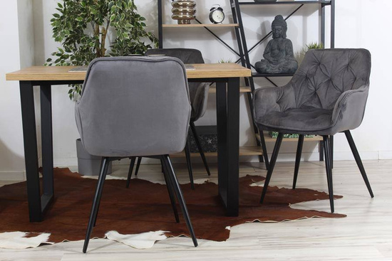 Krzesło fotelowe z podłokietnikami AURORA | szary welur, styl loft