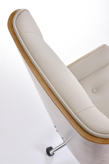 Fotel gabinetowy WEBSTER w odcieniu orzechowego drewna i beżowej ekoskóry