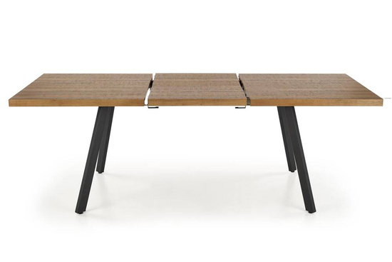 Stół rozkładany BERLIN (160/220 cm) z orzechowym blatem i czarnym stelażem