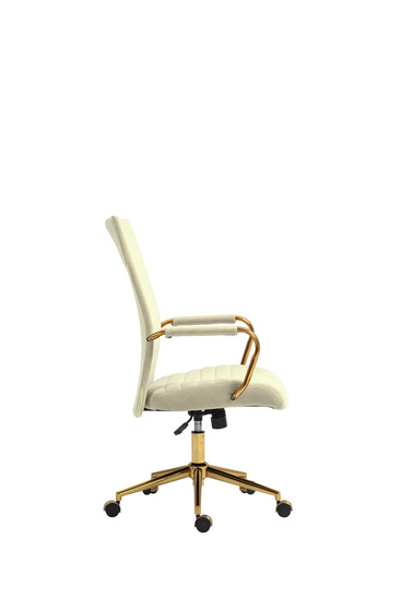 Welurowy fotel biurowy DORIAN kremowy na złotym stelażu