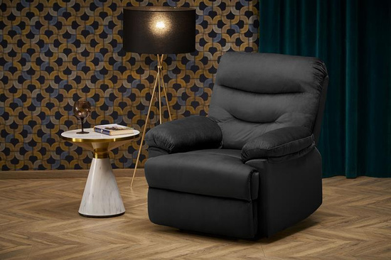 Fotel wypoczynkowy DRAGER w eleganckim czarnym kolorze