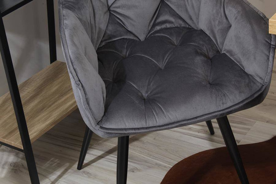 Krzesło fotelowe z podłokietnikami AURORA | szary welur, styl loft