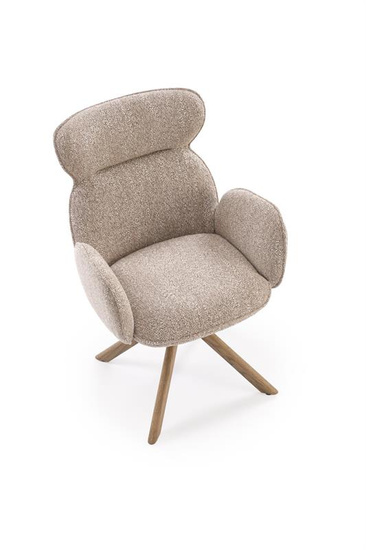 Krzesło z funkcją obracania K585 w kolorze ciemnego beżu i jasnego orzecha