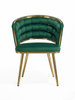 Welurowe krzesło z przeplatanym oparciem TESSA VELVET zielone na złotym stelażu