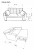 Sofa rozkładana PAULINIO szara tkanina
