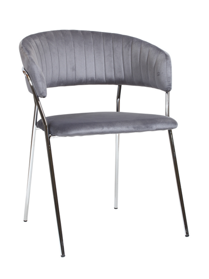 Krzesło na chromowanym stelażu tapicerowane MARGO szary welur