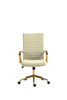 Welurowy fotel biurowy DORIAN kremowy na złotym stelażu
