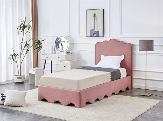 Łóżko tapicerowane ORSO 90 cm różowe mat velvet MAVEL