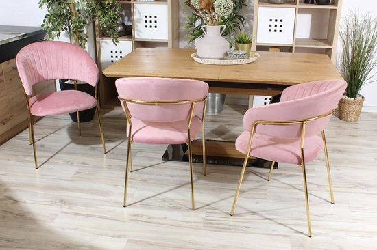 Eleganckie krzesło do jadalni w stylu glamour MARGO 2 różowe welur /złoto