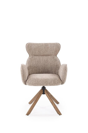 Krzesło z funkcją obracania K585 w kolorze ciemnego beżu i jasnego orzecha
