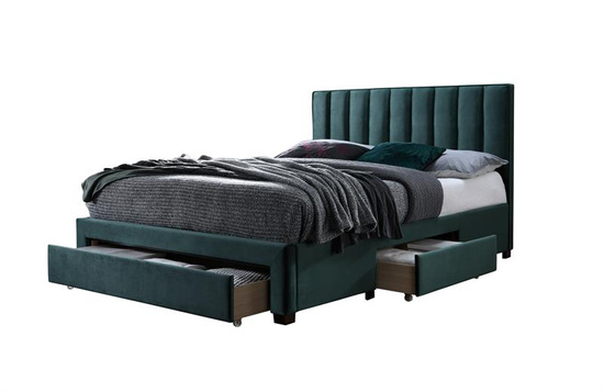 Łóżko GRACE 140 w ciemnozielonej tkaninie velvet