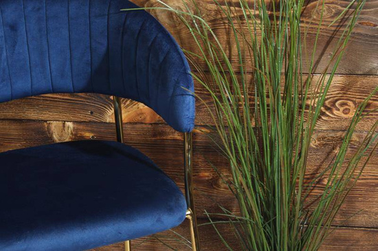 Krzesło barowe w stylu glamour MARGO granatowy welur /złoty