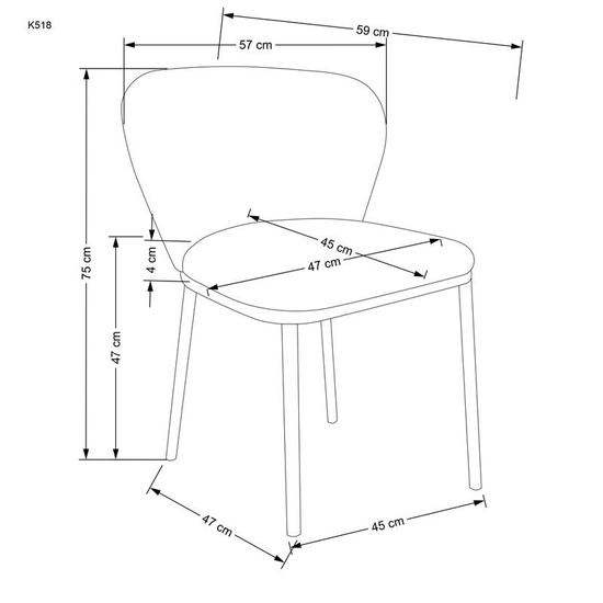 Krzesło w tkaninie boucle K518 w kolorze kremowym