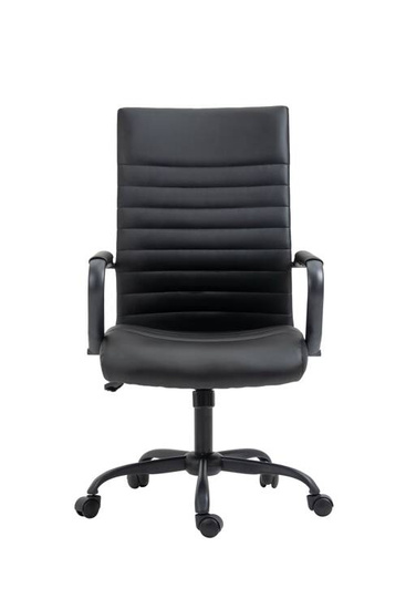 Fotel biurowy DORIAN w czarnej ekoskórze na czarnym stelażu