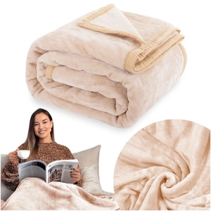 Akrylowy Ciepły Koc Yasemin 06 kremowy o wymiarach 200x220  