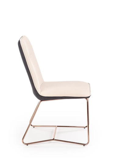 Krzesło K390 kremowe z ciemnopopielatym akcentem i złotą podstawą 