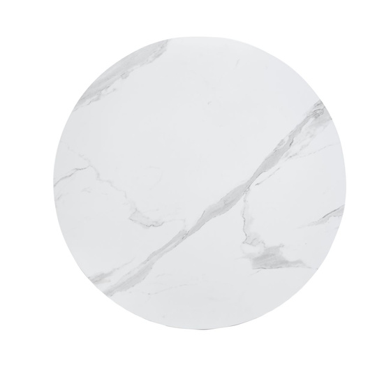 Elegancka ława BLANES okrągła 80 w kolorze biały marmur / dąb