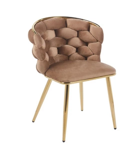 Krzesło ze splotem na oparciu MIRELLA GOLD w ciemnobeżowym kolorze