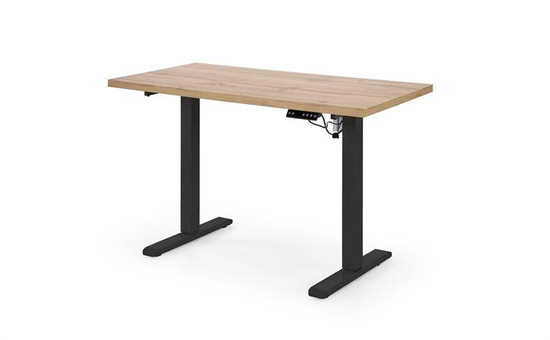 Biurko z podnoszonym blatem B54 w kolorze dąb artisan na czarnym stelażu 120 cm
