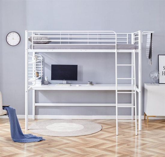 Funkcjonalne łóżko piętrowe DOLCE z biurkiem i organizerem w kolorze białym