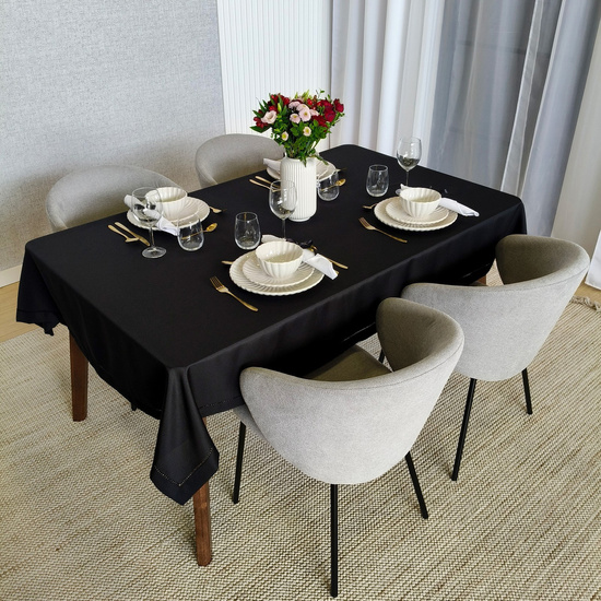 Obrus Plamoodporny z Mereżką Hanah Czarny 120x260