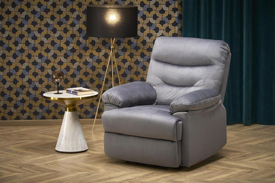 Elegancki fotel wypoczynkowy DRAGER w kolorze popielatym