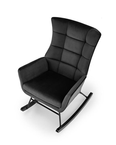 Fotel bujany BAZALTO w czarnym welurze