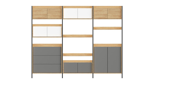 MOBIUS KOMODA 3S korpus: hikora naturalna, fronty - biel alpejska
