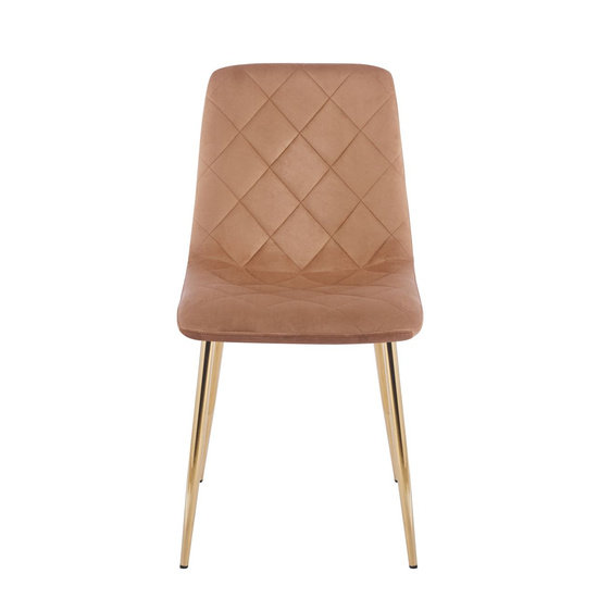 Stylowe krzesło welurowe ADEL ciemno-beżowe ze złotymi nogami