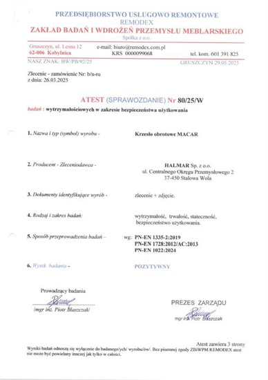 Fotel gabinetowy MACAR w czarnym kolorze