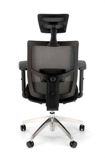 Ergonomiczny fotel gabinetowy ADMIRAL w kolorze czarno-popielatym z aluminiową podstawą