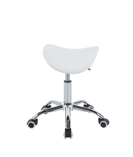 Taboret obrotowy siodło RIDER biały na kółkach