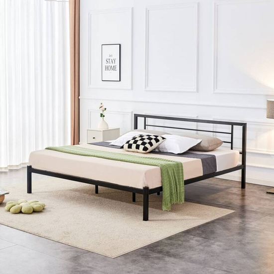Łóżko metalowe LUMINA 160 w czarnym kolorze 160x200 cm 