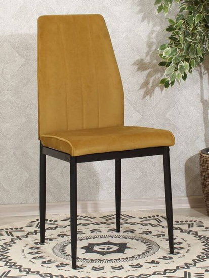 Krzesło z weluru z pionowymi przeszyciami KONGO miodowe