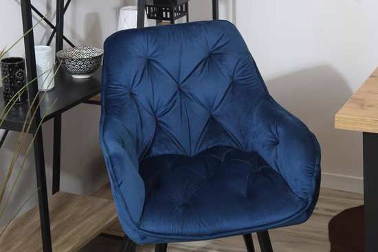 Krzesło fotelowe z podłokietnikami AURORA | granatowy welur, styl loft