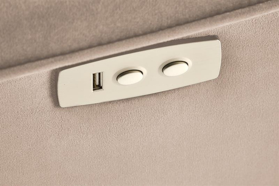 Fotel z funkcją elektrycznego rozkładania i gniazdem USB SEMIR 2 w beżowej tkaninie BLUVEL 40