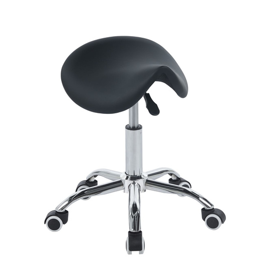 Taboret obrotowy siodło RIDER czarny na kółkach