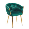Krzesło welurowe ROSA 2 w zieleni na eleganckim złocie
