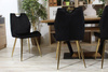 Nowoczesne krzesło welurowe MOLLY | czarna tkanina, złote detale