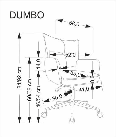 Nowoczesny fotel obrotowy DUMBO w kolorze jasny popiel