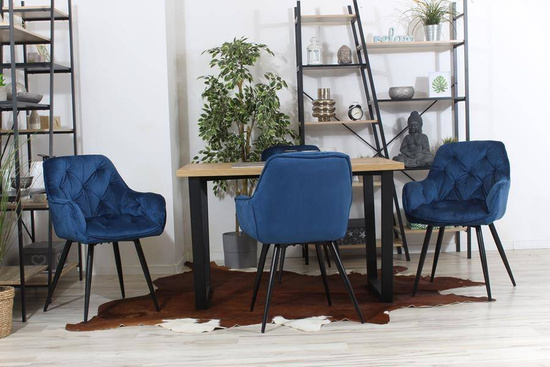 Krzesło fotelowe z podłokietnikami AURORA | granatowy welur, styl loft